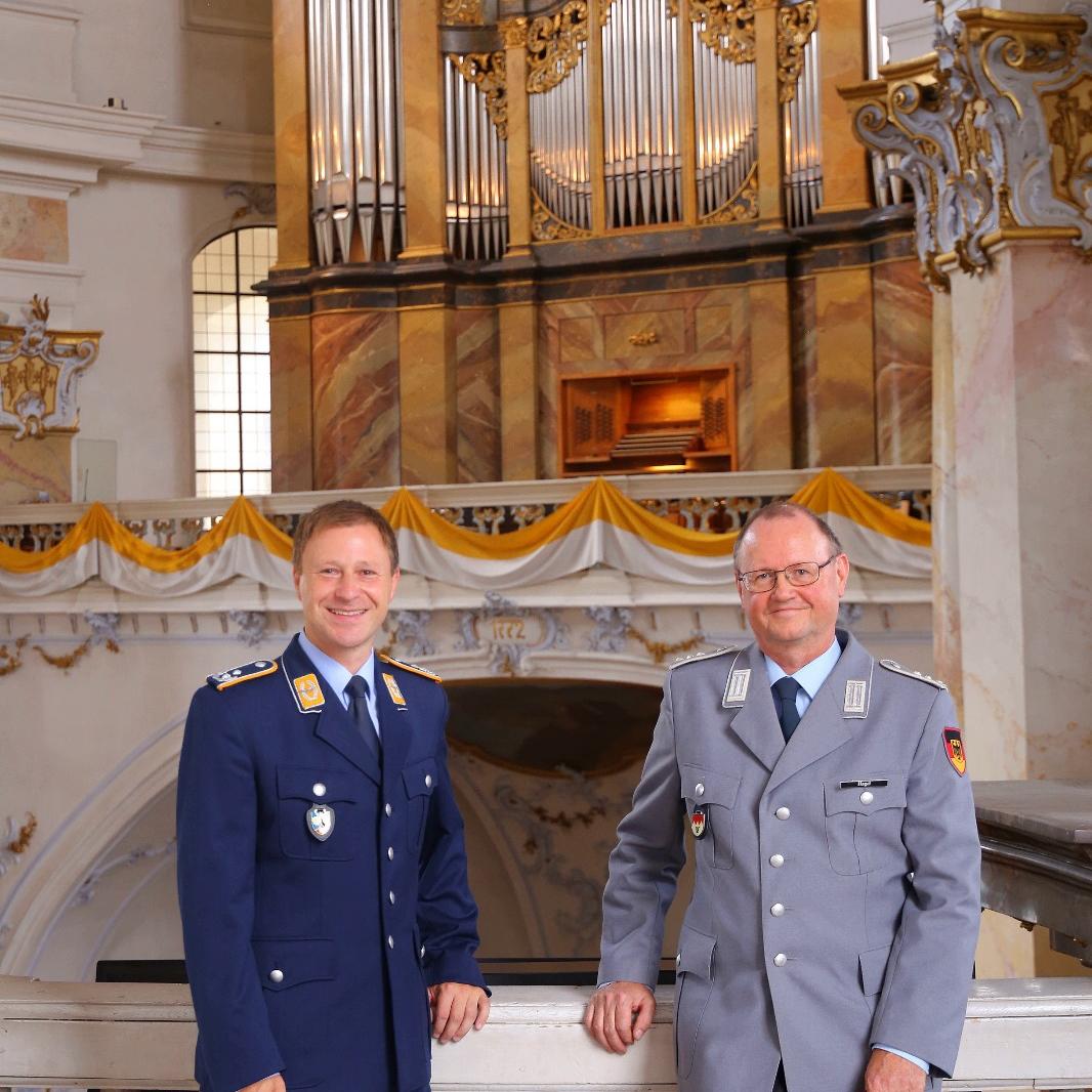 Oberstleutnant Dr. Tobias Wunderle und Basilikaorganist Hauptmann der Res. Georg Hagel